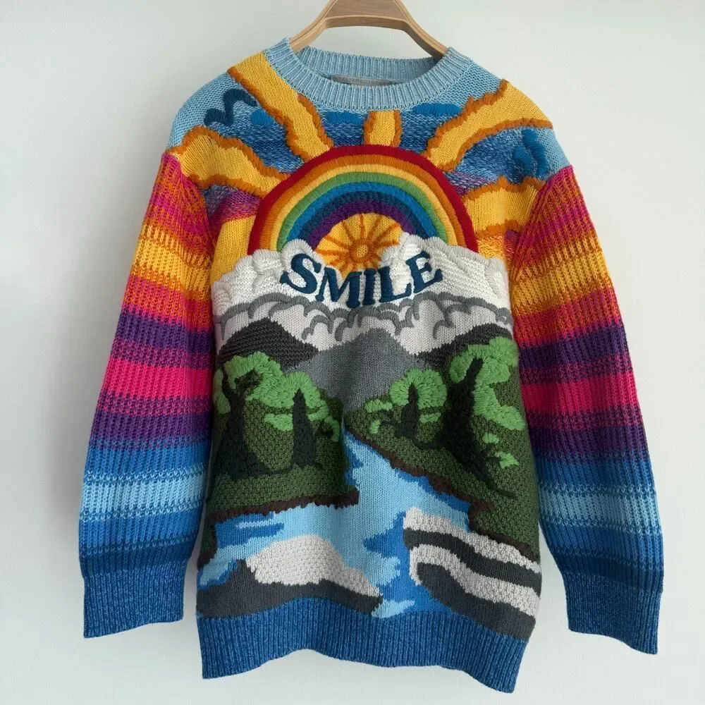 Stella McCartney Sweater Womens 38 Kind Smile Intarsia Jumper Wool Cotton Color - Picture 4 of 16